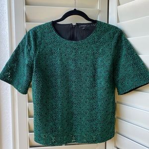 Ann Taylor cropped embroidered blouse, Size 4